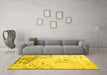 Machine Washable Abstract Yellow Contemporary Rug in a Living Room, wshcon2590yw