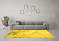 Machine Washable Abstract Yellow Contemporary Rug, wshcon2590yw