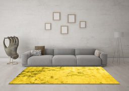 Machine Washable Abstract Yellow Contemporary Rug in a Living Room, wshcon2590yw