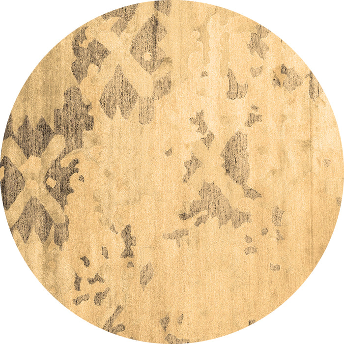 Round Abstract Brown Contemporary Rug, con2590brn