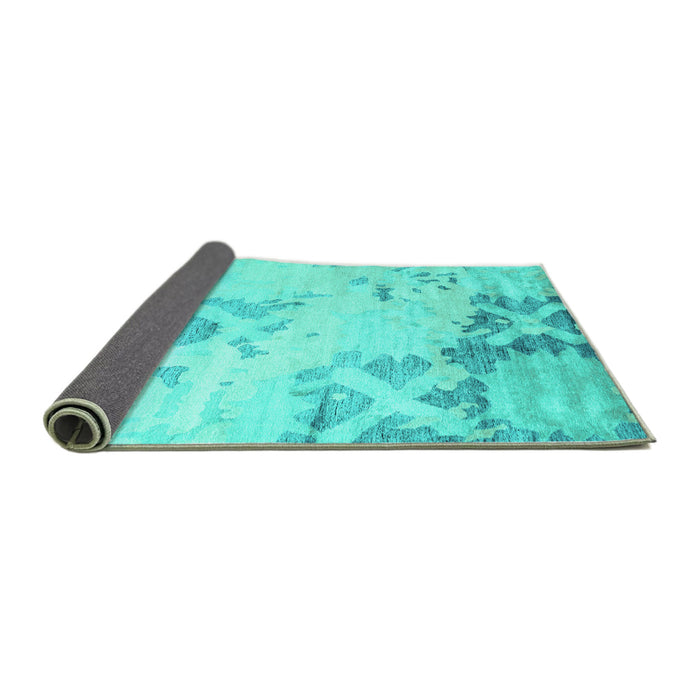 Sideview of Abstract Turquoise Contemporary Rug, con2590turq