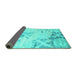 Sideview of Abstract Turquoise Contemporary Rug, con2590turq