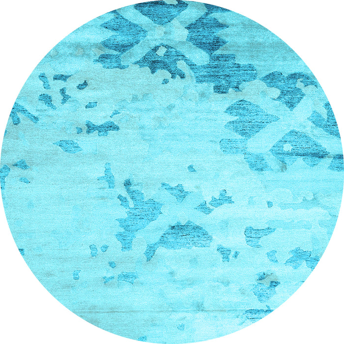 Round Abstract Light Blue Contemporary Rug, con2590lblu