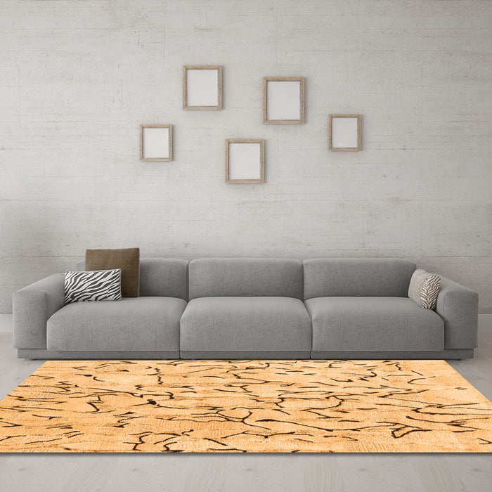 Machine Washable Solid Orange Modern Area Rugs in a Living Room, wshcon2591org