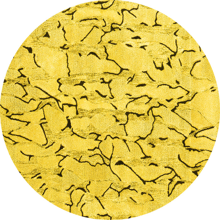 Round Solid Yellow Modern Rug, con2591yw