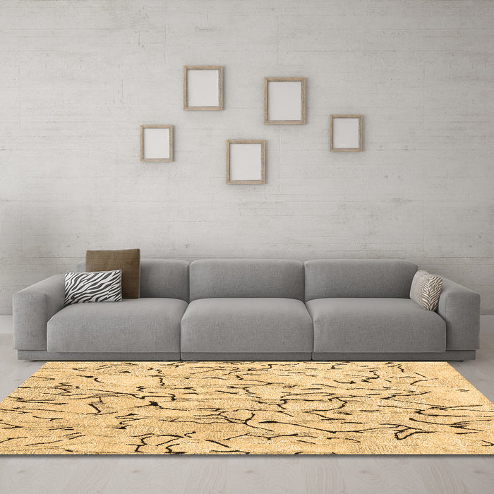 Machine Washable Solid Brown Modern Rug in a Living Room,, wshcon2591brn