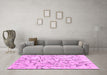 Machine Washable Solid Pink Modern Rug in a Living Room, wshcon2591pnk