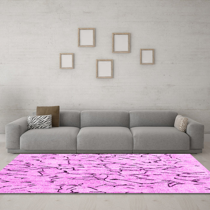 Machine Washable Solid Pink Modern Rug in a Living Room, wshcon2591pnk