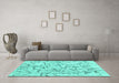 Machine Washable Solid Turquoise Modern Area Rugs in a Living Room,, wshcon2591turq