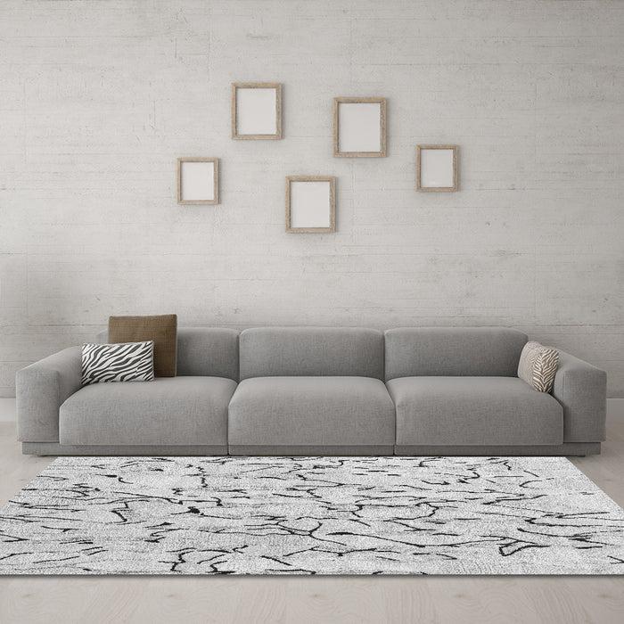 Machine Washable Solid Gray Modern Rug in a Living Room,, wshcon2591gry