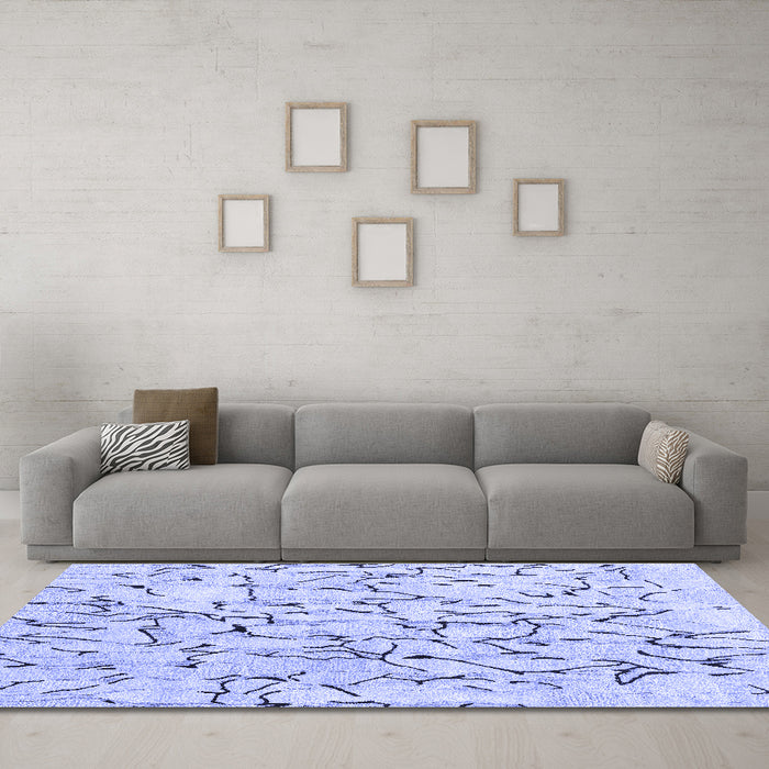Machine Washable Solid Blue Modern Rug in a Living Room, wshcon2591blu