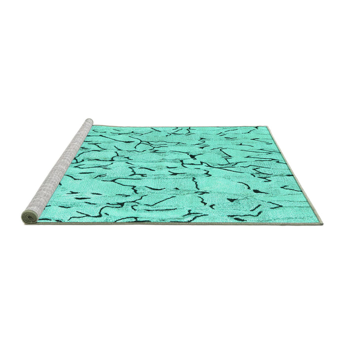 Sideview of Machine Washable Solid Turquoise Modern Area Rugs, wshcon2591turq