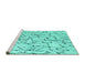 Sideview of Machine Washable Solid Turquoise Modern Area Rugs, wshcon2591turq