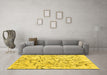 Machine Washable Solid Yellow Modern Rug in a Living Room, wshcon2591yw
