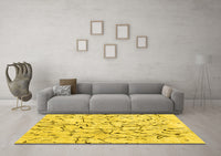 Machine Washable Solid Yellow Modern Rug, wshcon2591yw