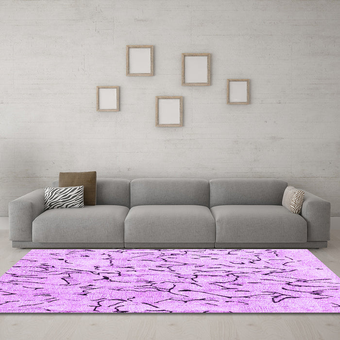 Machine Washable Solid Purple Modern Area Rugs in a Living Room, wshcon2591pur
