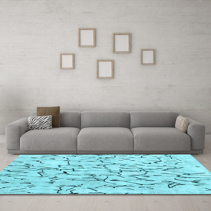 Machine Washable Solid Light Blue Modern Rug in a Living Room, wshcon2591lblu