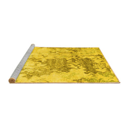 Sideview of Machine Washable Solid Yellow Modern Rug, wshcon2592yw