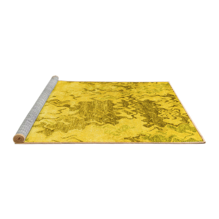 Sideview of Machine Washable Solid Yellow Modern Rug, wshcon2592yw