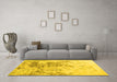 Machine Washable Solid Yellow Modern Rug in a Living Room, wshcon2592yw