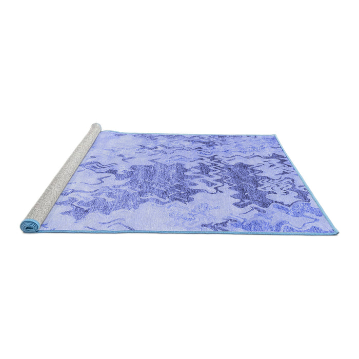 Sideview of Machine Washable Solid Blue Modern Rug, wshcon2592blu
