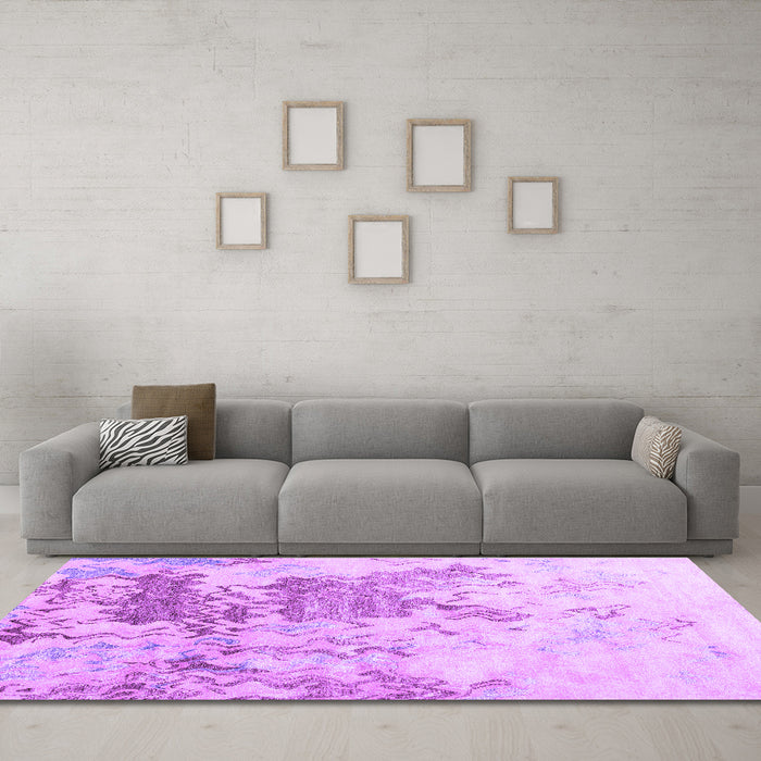 Machine Washable Solid Purple Modern Area Rugs in a Living Room, wshcon2592pur