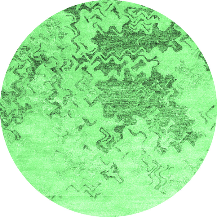 Round Machine Washable Solid Emerald Green Modern Area Rugs, wshcon2592emgrn