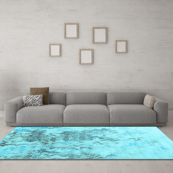 Machine Washable Solid Light Blue Modern Rug in a Living Room, wshcon2592lblu