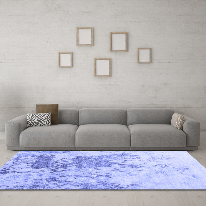 Machine Washable Solid Blue Modern Rug in a Living Room, wshcon2592blu