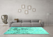 Machine Washable Solid Turquoise Modern Area Rugs in a Living Room,, wshcon2592turq