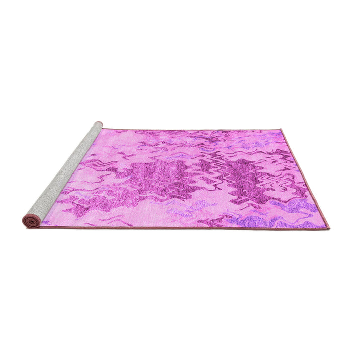 Sideview of Machine Washable Solid Pink Modern Rug, wshcon2592pnk