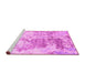 Sideview of Machine Washable Solid Pink Modern Rug, wshcon2592pnk