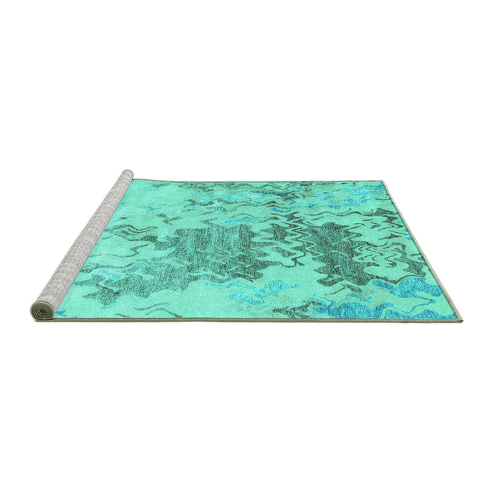 Sideview of Machine Washable Solid Turquoise Modern Area Rugs, wshcon2592turq