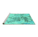 Sideview of Machine Washable Solid Turquoise Modern Area Rugs, wshcon2592turq