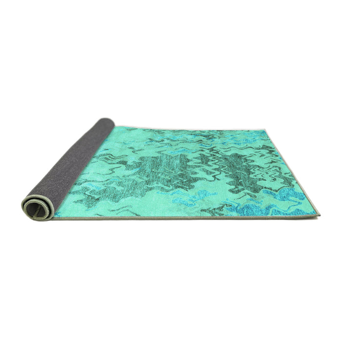 Sideview of Solid Turquoise Modern Rug, con2592turq