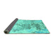 Sideview of Solid Turquoise Modern Rug, con2592turq