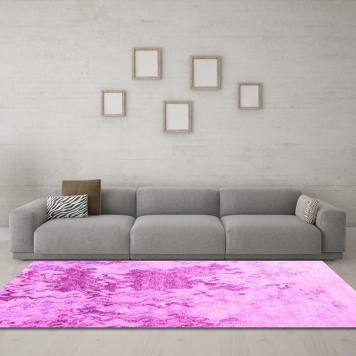 Machine Washable Solid Pink Modern Rug in a Living Room, wshcon2592pnk
