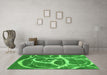 Machine Washable Abstract Green Contemporary Area Rugs in a Living Room,, wshcon2593grn