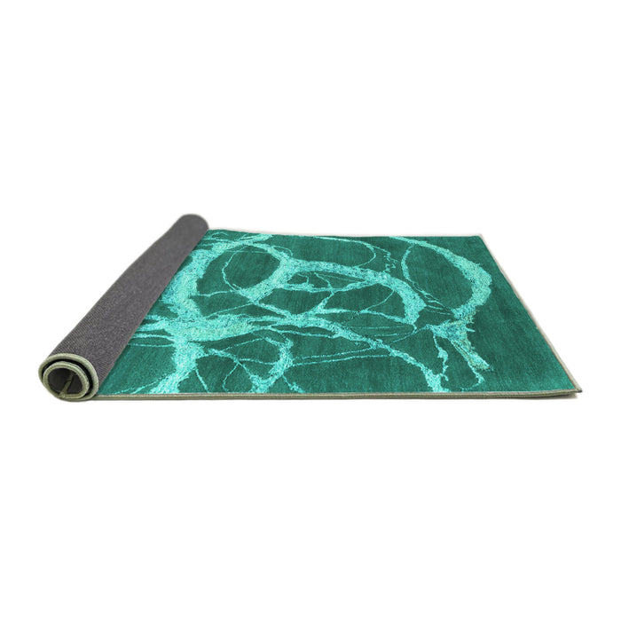 Sideview of Abstract Turquoise Contemporary Rug, con2593turq