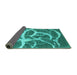 Sideview of Abstract Turquoise Contemporary Rug, con2593turq