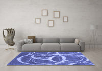 Machine Washable Abstract Blue Contemporary Rug, wshcon2593blu