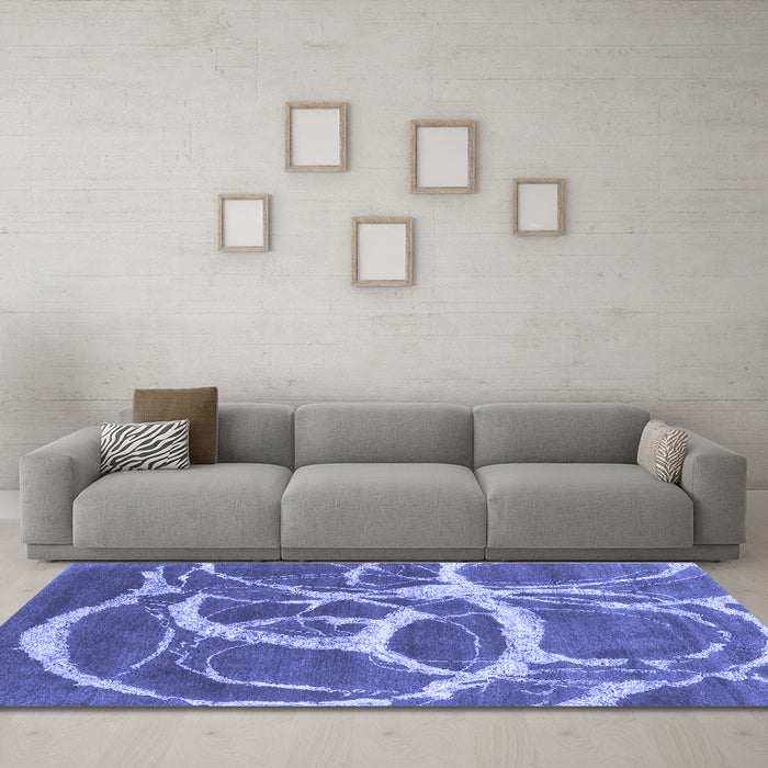 Machine Washable Abstract Blue Contemporary Rug in a Living Room, wshcon2593blu