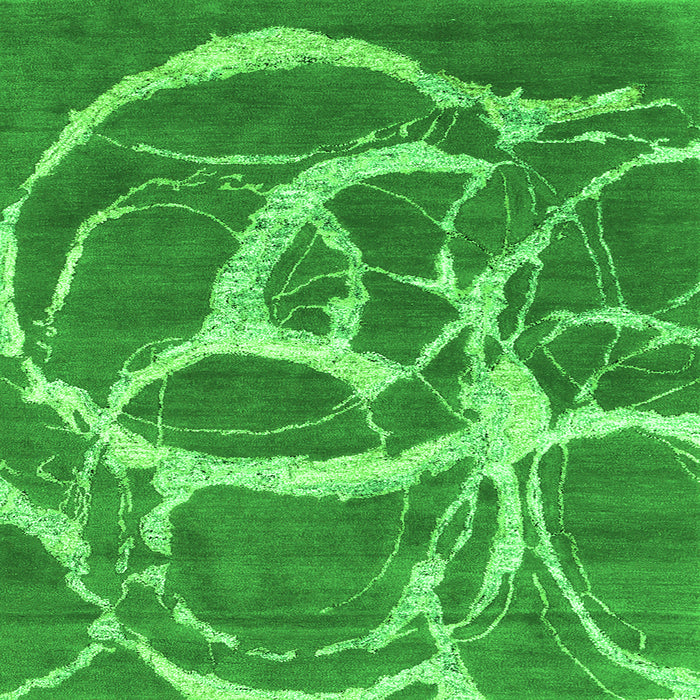 Serging Thickness of Abstract Green Contemporary Rug, con2593grn