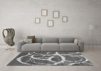 Machine Washable Abstract Gray Contemporary Rug, wshcon2593gry