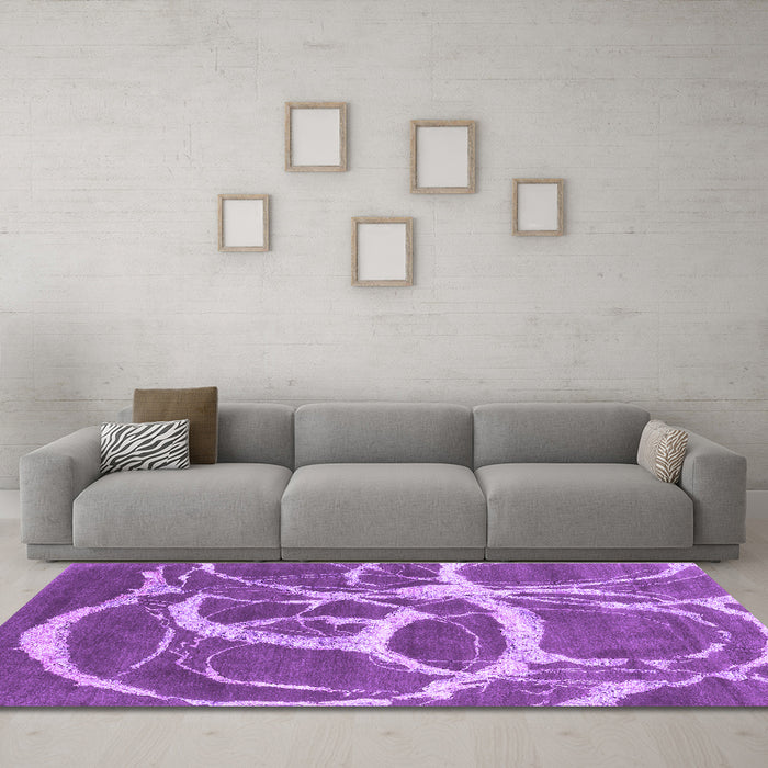 Machine Washable Abstract Purple Contemporary Area Rugs in a Living Room, wshcon2593pur