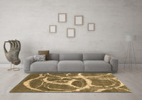 Machine Washable Abstract Brown Contemporary Rug, wshcon2593brn