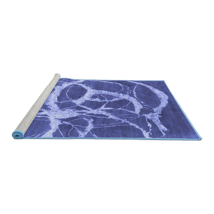 Sideview of Machine Washable Abstract Blue Contemporary Rug, wshcon2593blu