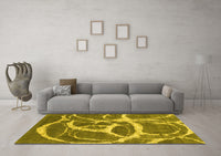 Machine Washable Abstract Yellow Contemporary Rug, wshcon2593yw