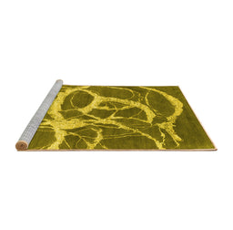 Sideview of Machine Washable Abstract Yellow Contemporary Rug, wshcon2593yw