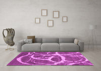 Machine Washable Abstract Pink Contemporary Rug, wshcon2593pnk